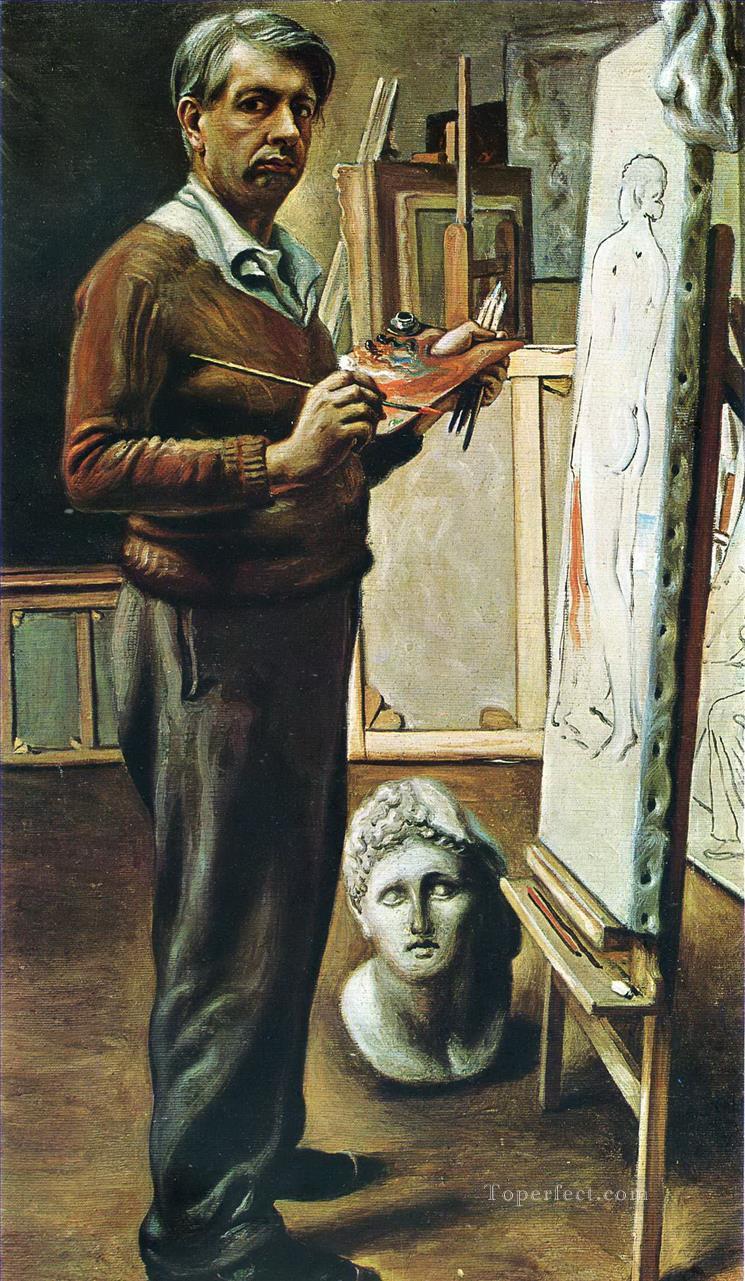 self portrait in the studio 1935 Giorgio de Chirico Metaphysical surrealism Oil Paintings